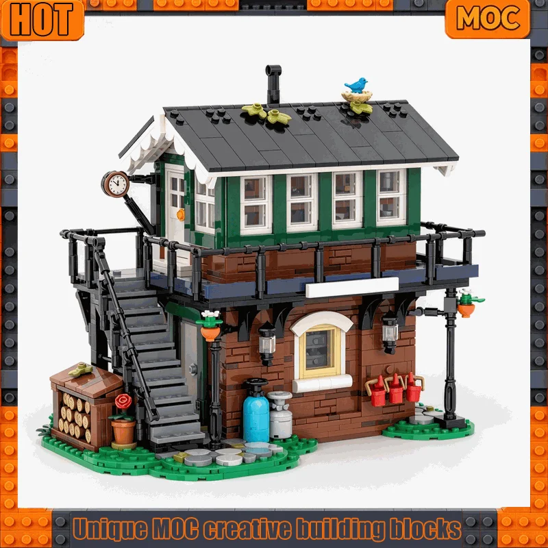 NEW 1817PCS Railway Signal Box Control Tower Station House Model MOC Building Blocks DIY Creative Assembly Toy Gift Collection