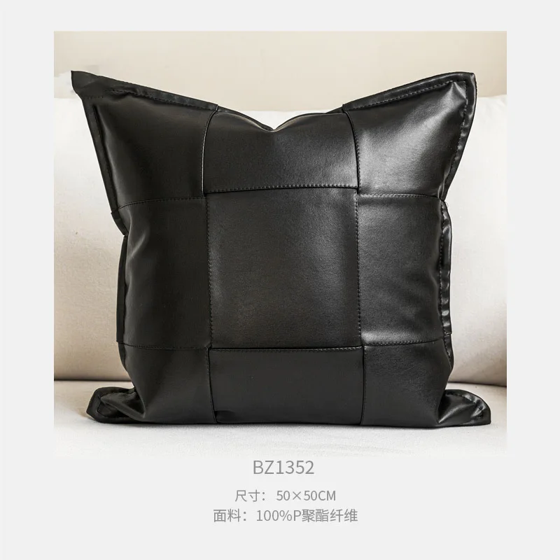 medieval style beige black and coffee color cushion cover sofa brown throw pillow cover decorative black pu pillowcase