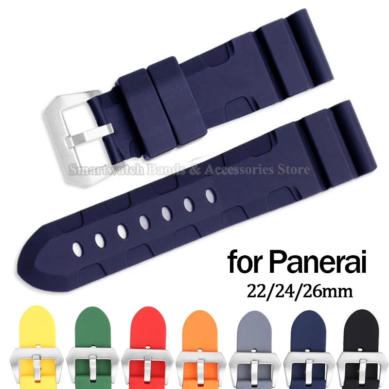 22mm 24mm 26mm Silicone Soft Watch Strap for Panerai PAM441/359/PA111 Waterproof Rubber Bracelet Men Women Wrist Band Accessory