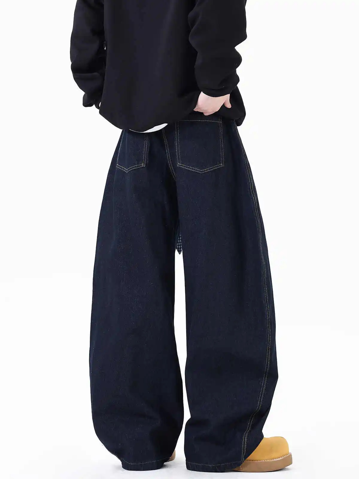 بنطلون جينز نسائي أزرق داكن Y2k مضيئة هاراجوكو عتيق فضفاض صديقها من قماش الدنيم بنطلون جينز جاكار على الطراز الياباني 2000s 2025