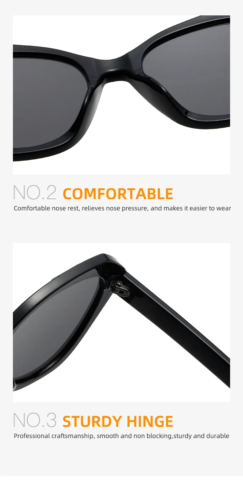 Retro British style cat eye sunglasses, trendy large frame color contrasting glasses, fashionable wearing sunglasses