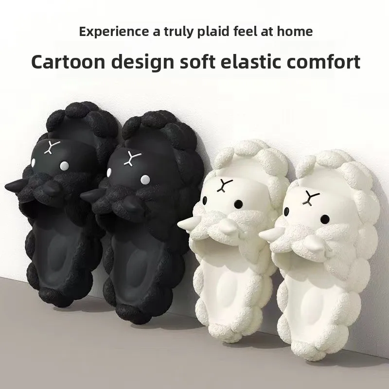 

Beach bathroom cute home slippers casual wear cartoon sheep shoes thickened silent non-slip floor slippers