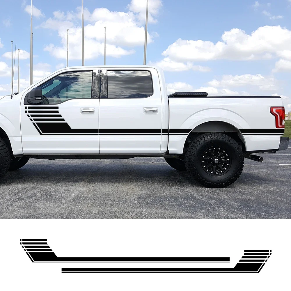 

2PCS Car Door Side Hockey Stripe Graphical Vinyl Film Stickers For Ford F150 Sport Auto Tuning Decoration Decals Accessories