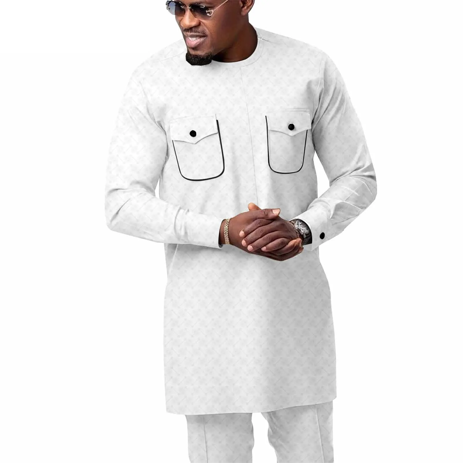 Venda! Novo kaftan elegante terno masculino africano de duas peças vestido agbada jaqueta e calças de casamento terno de casamento estilo étnico africano