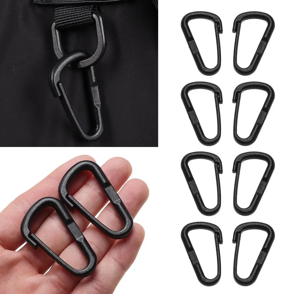 10/20pcs Black Plastic Nylon  D Carabiner Outdoor Spring Snap Clip Water Bottle Hooks Keychain Climbing Camping Hiking Quickdraw