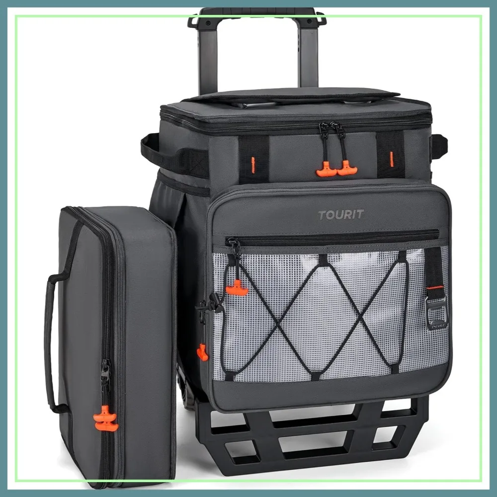 

Collapsible Cooler with Wheels, Insulated Rolling Cooler for Beach Camping Shopping