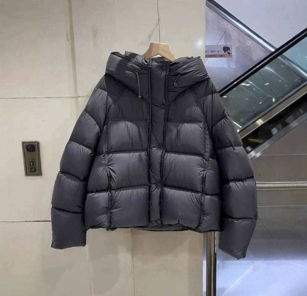 

New Warm Coat with Hat Autumn and Winter Thick Cotton Coat Long Sleeved Cotton Jacket Parker Cotton Coat