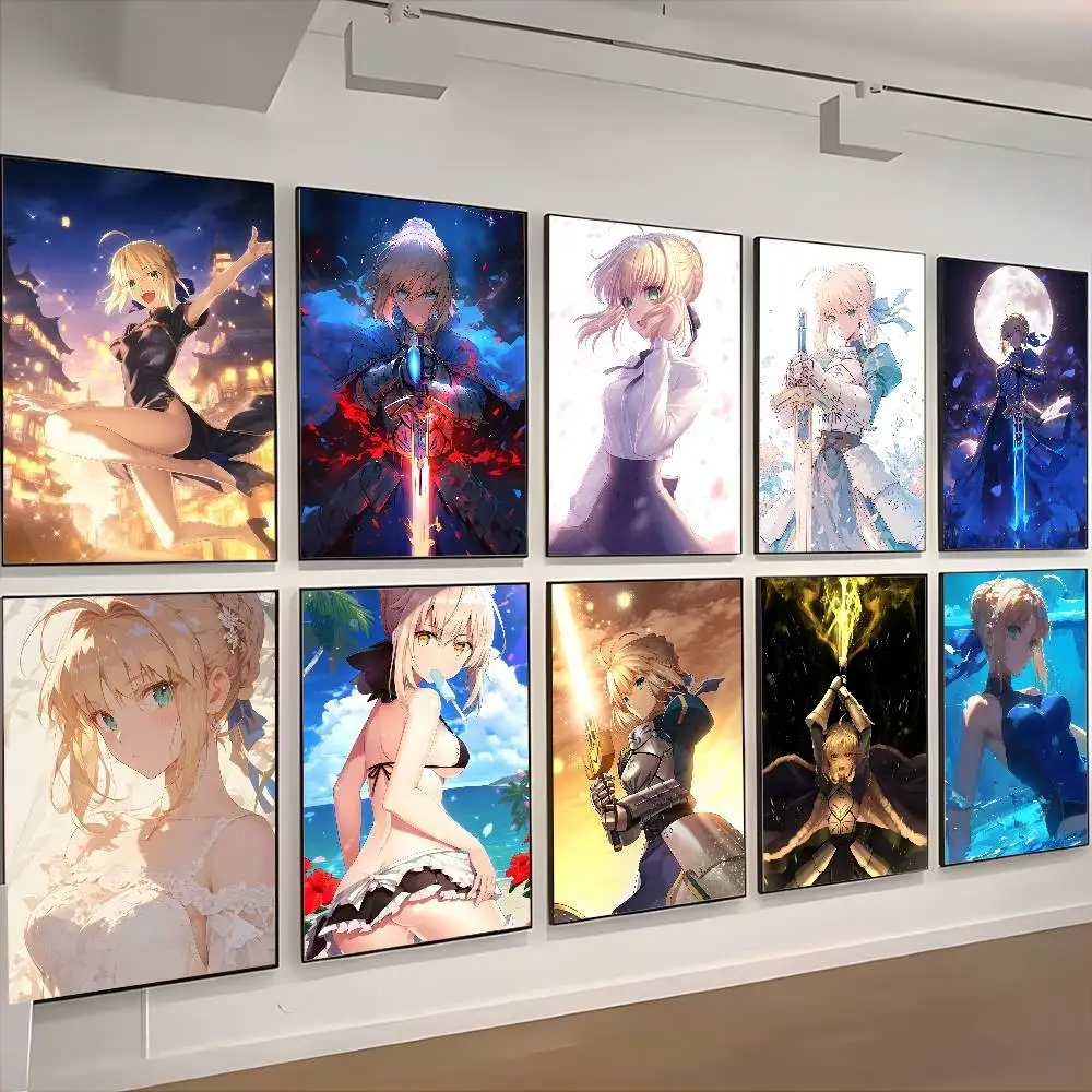 Póster de F-Fate Grand Order Altria, arte HD, pared adhesiva, impermeable, hogar, sala de estar, dormitorio, bar, decoración estética