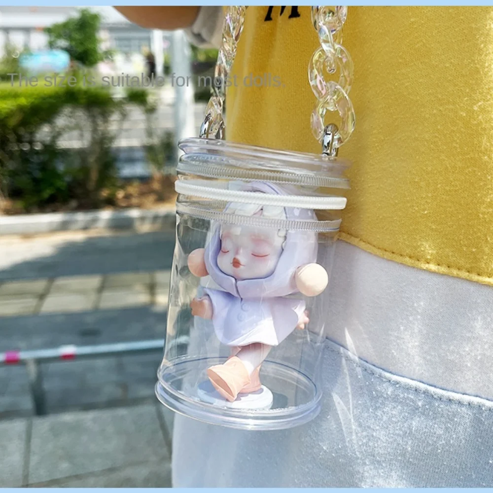 Portable PVC Dustproof Bag Clear Cylindrical Doll Bag Plush Dolls Bag Outdoor