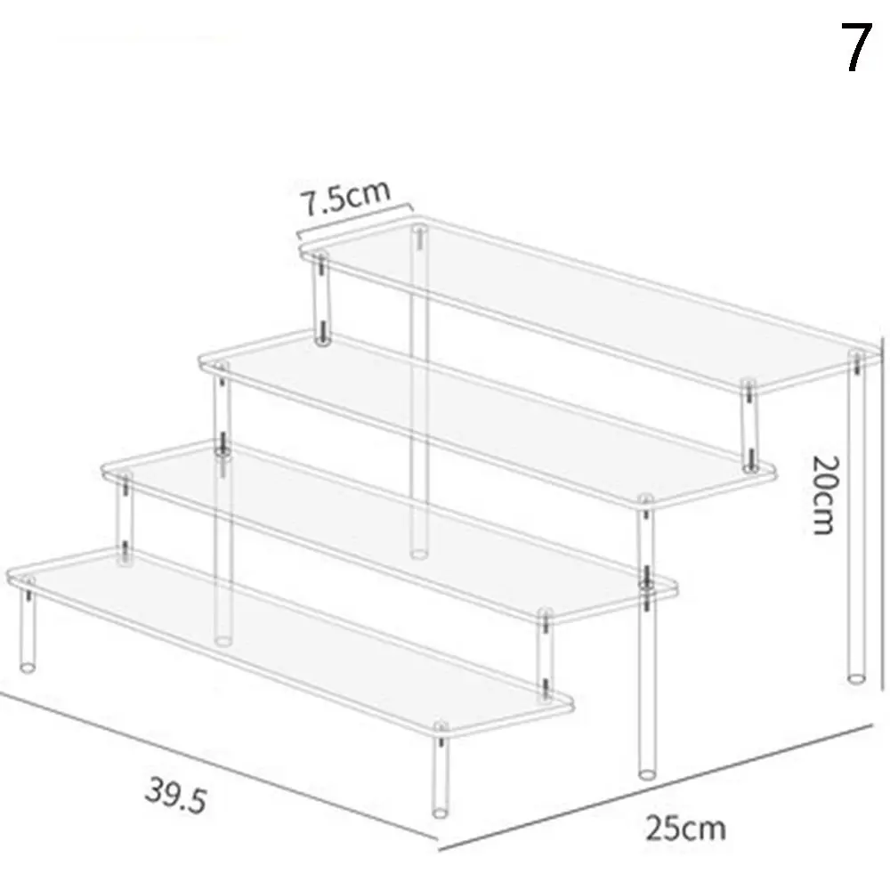 1-4 Tier Acryl Display Stand Duurzaam Display Rack Voor Cupcake Parfum Pop Transparante Trapeziumvormige Blind Box Opslag Plank - afbeelding 1