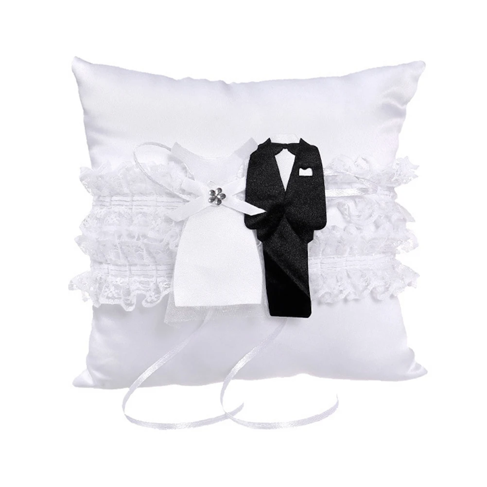 

White Lace Ring Pillow Cushion Elegant Bride Bearer Home Lace Ring Container For Wedding Decor Soft Comfortable Reusable