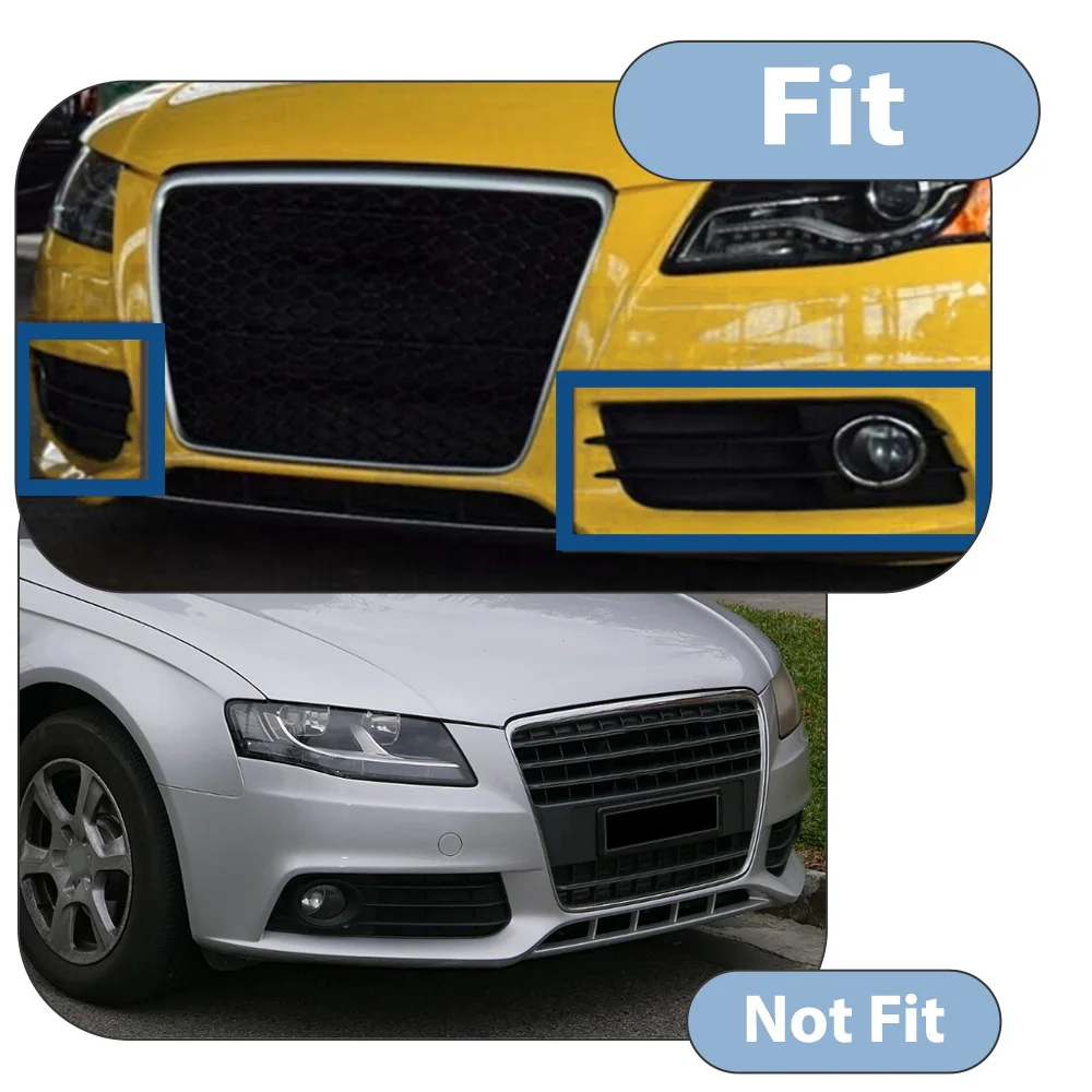 2PCS Car Front Fog Light Grille Cover Honeycomb Fog Lamp Grill For Audi A4 B8 S-Lines S4 Bumper 2008-2012 8K0807681C 8K0807682C