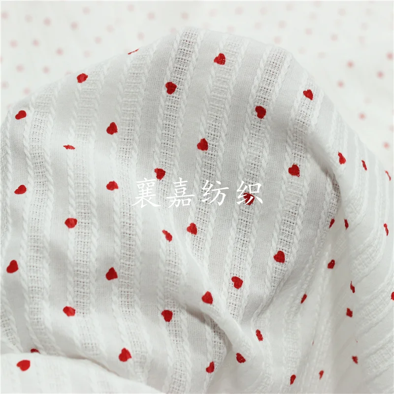 150x50cm Fresh Pure Cotton Striped Figured Cloth, Small Heart Floral Fabric Handmade DIY