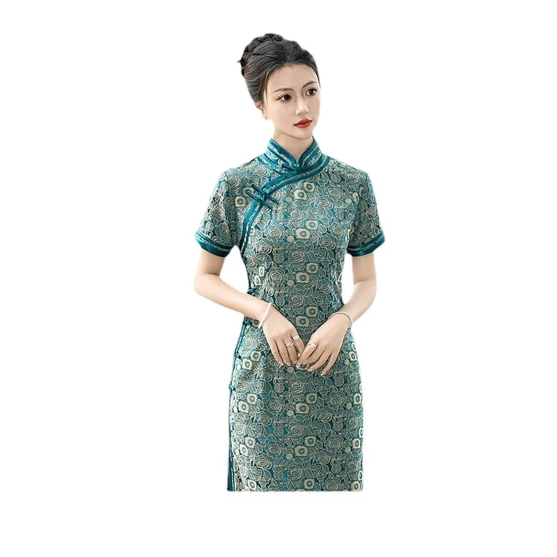 Cheongsam New Chinese Toast Clothing High-End Lace Skirt Temperament Waist-Controlled Wear Match Engagement Catwalk