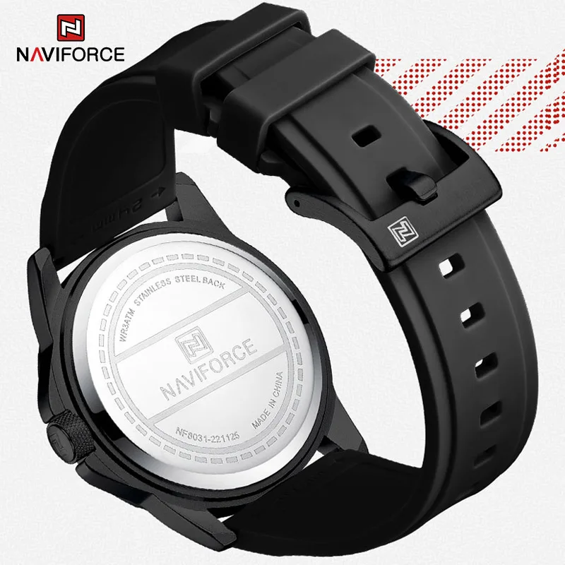 NAVIFORCE Brand New Luxury Waterproof Men Sports Watches Silicone Strap Fashion Luminous Quartz Wristwatches Relogio Masculino