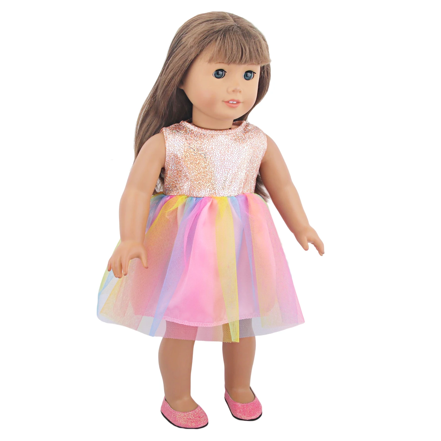 Cute Doll Clothes Set Denim Jacket Outfit,Bear Jumpsuit,Striped Dress& Party Gown for 18"American & 43cm Baby Newborn Girl Dolls