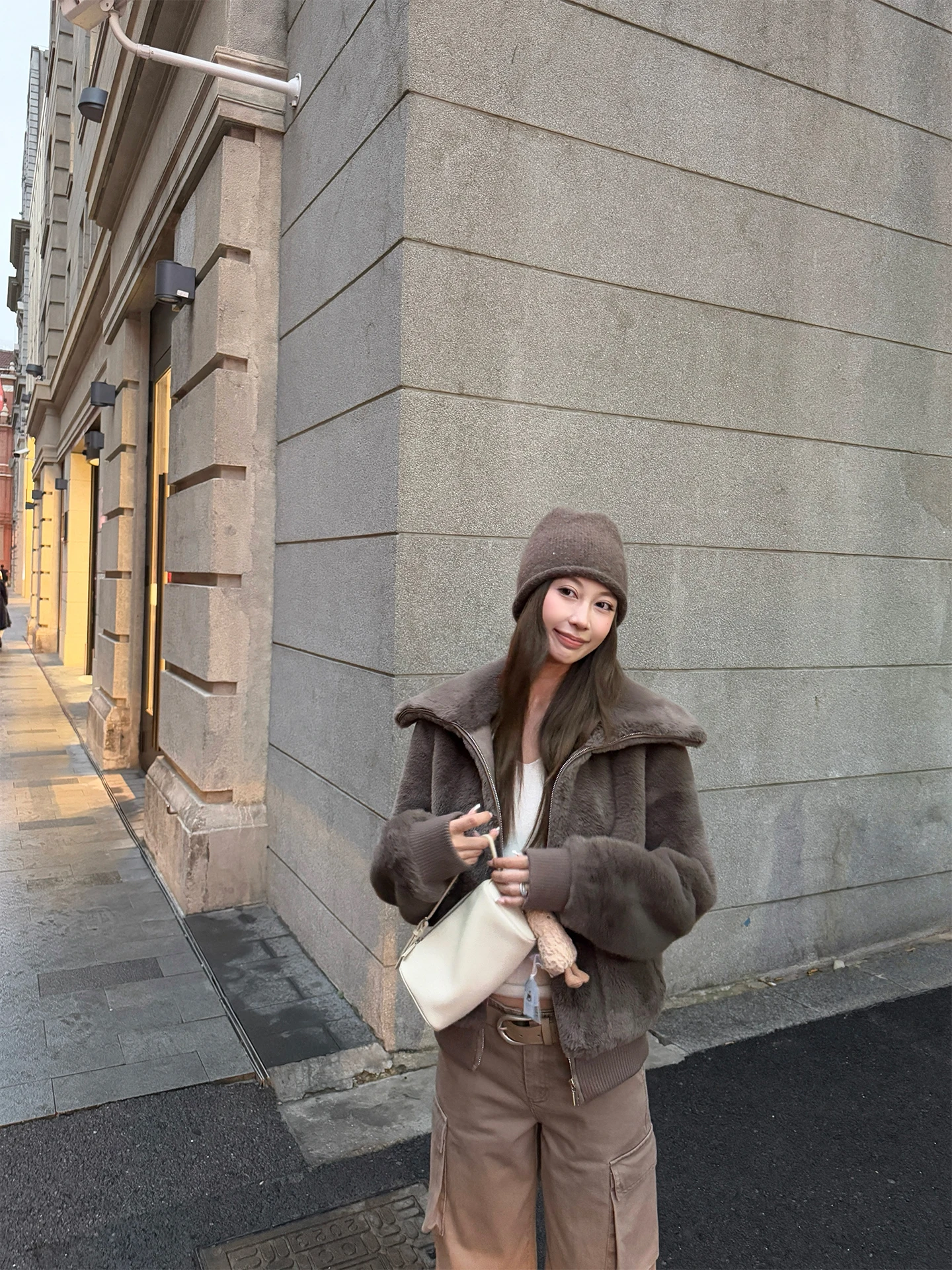 

Women's ort Fur Coat Warmth Flipped Collar Rabbit Imitation Leather Winter Jaet Slimming ort Top Casual Sle Zipper