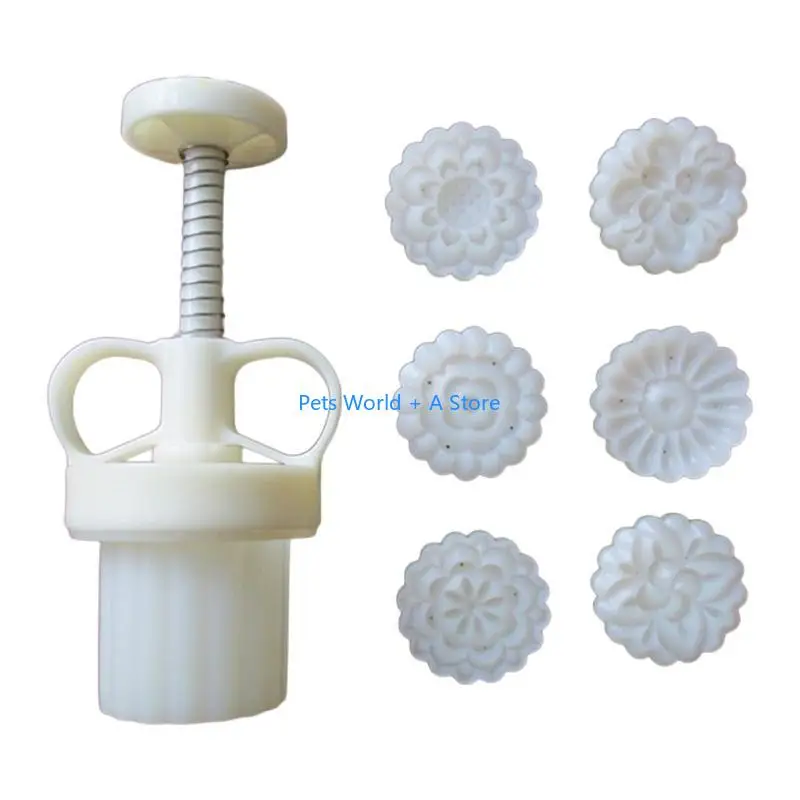 

37MB Plastic Mooncake Mold 35g Flower Stamp Cookie Cutter Mould Hand Pressure Baking