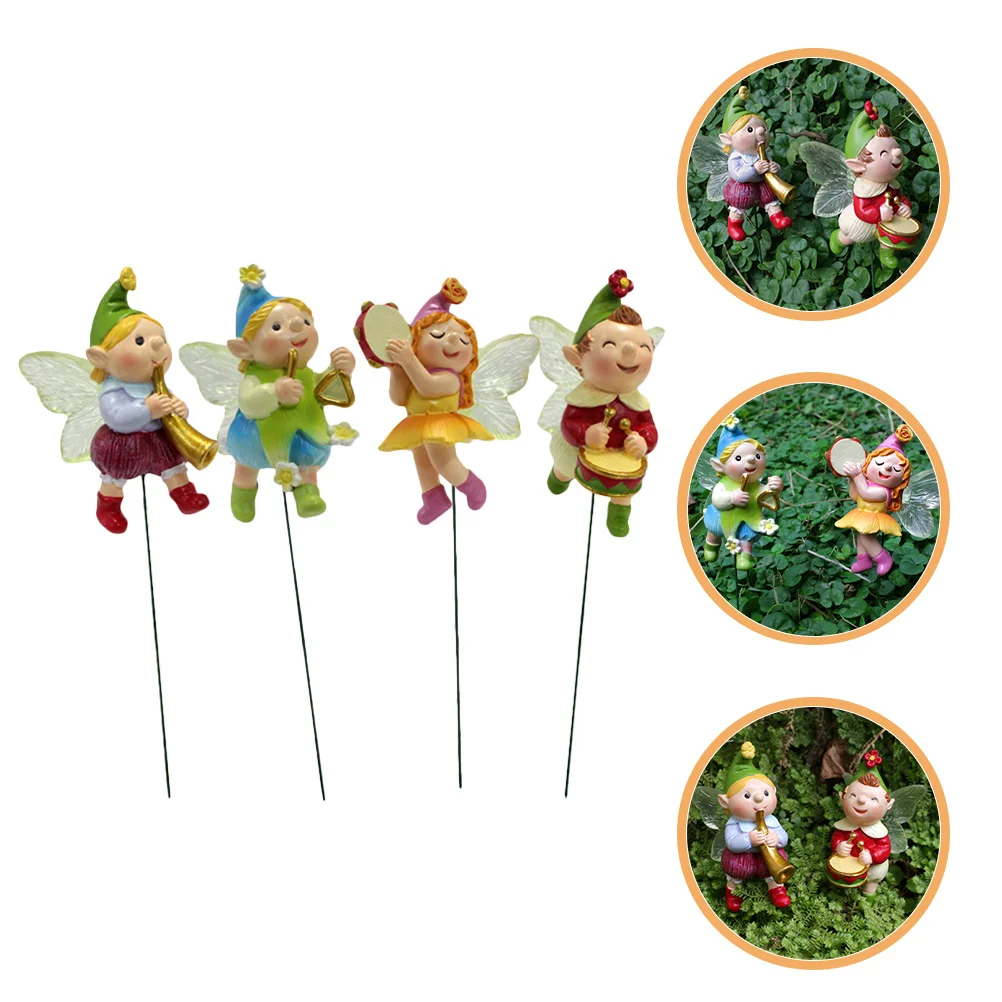 4 قطع مصغرة الجنية حديقة حصة ديكور الراتنج مقاومة للاهتراء بونساي ساحة الديكور في الهواء الطلق-مستوحاة زارع