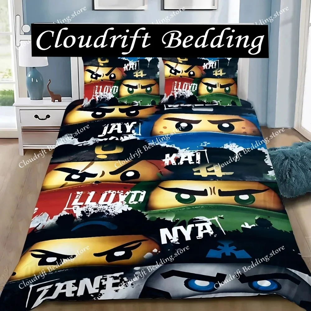 Duvet Cover Cartoon Game Pillowcase Bedding Set Boy Girl Bedroom Decoration Boys-N-ninjagos-Gift Single Double Large Size