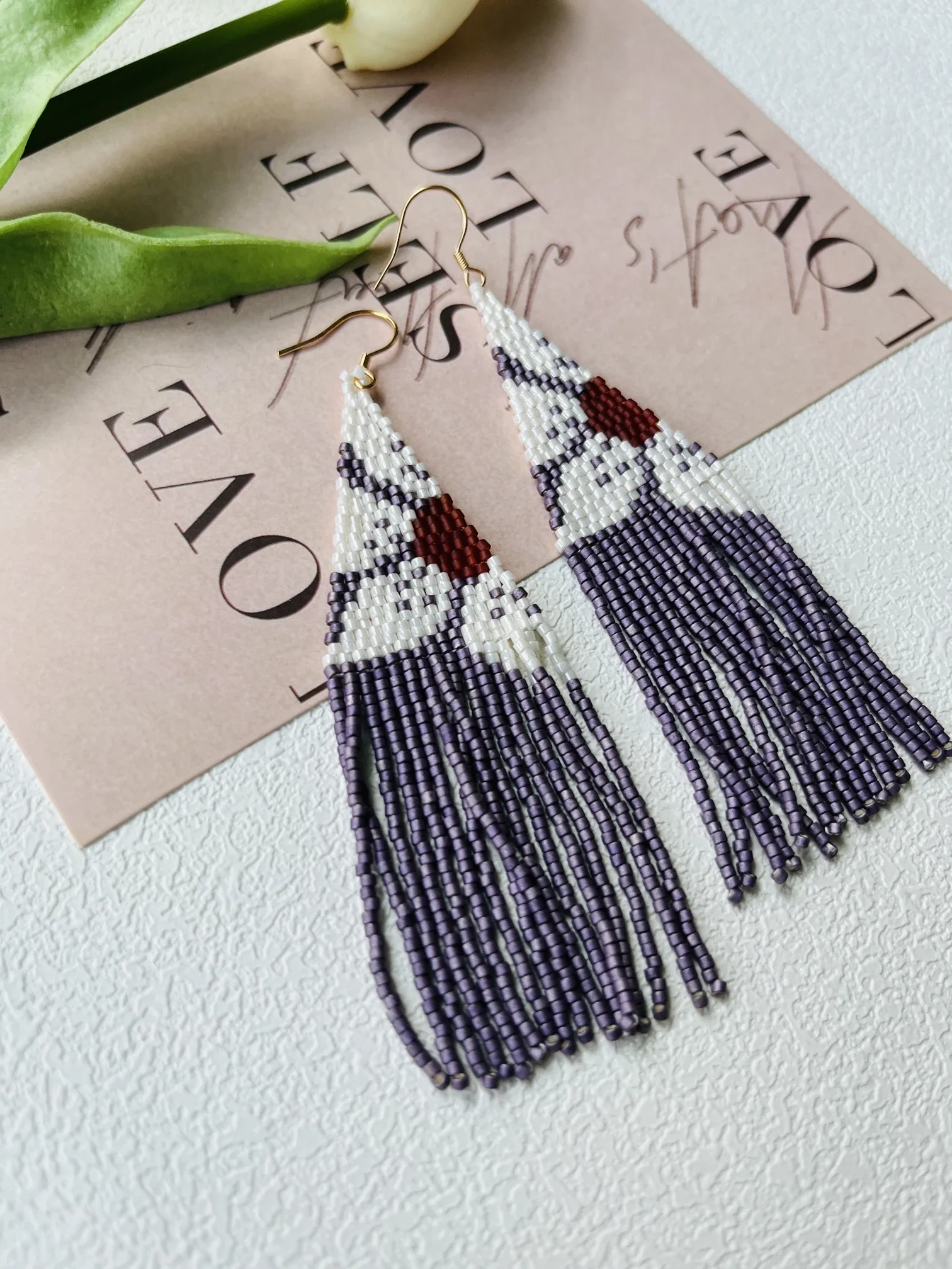

Women's Bohemia Sunflower Tassel Beaded Hand-Knitted Earrings Simple Symmetrical Rice Bead Design Fashion Accessory