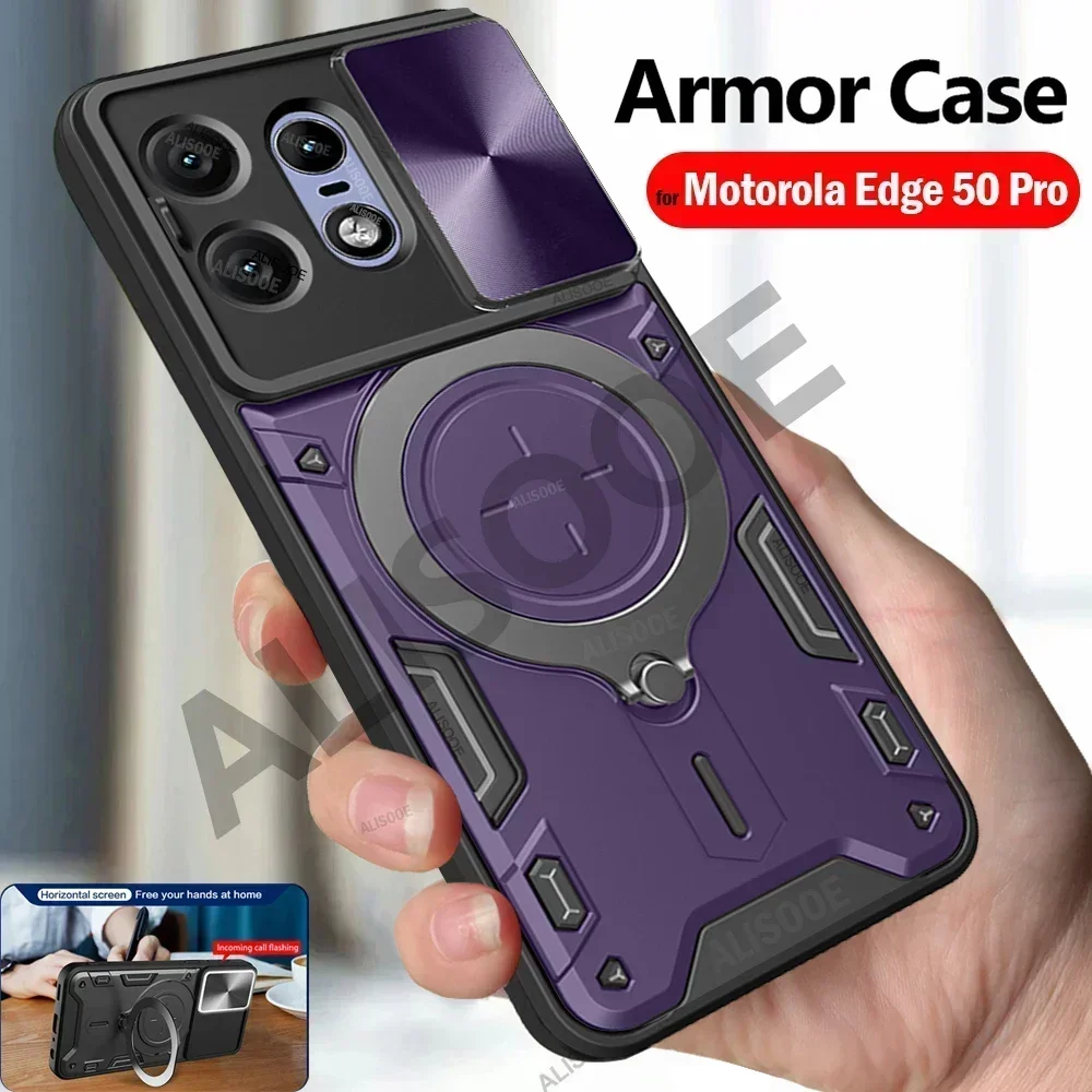 

Чехол для Motorola Edge 50 Pro, противоударный чехол-подставка с кольцом-держателем для камеры Motorola Moto Edge 50 Pro
