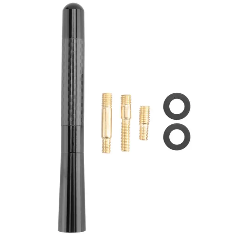 Classy-Universal 5 Inch 120Mm Black Antenna Carbon Fiber Printer Short-On Car Radio AM/FM Aerial + Adapter