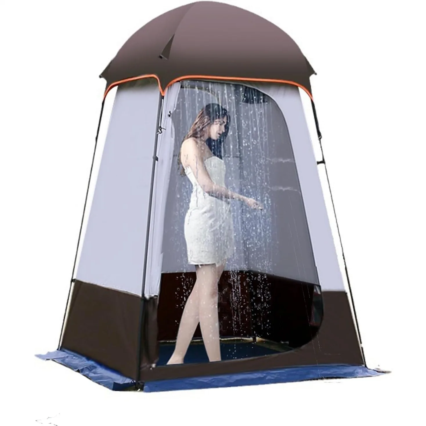 

Camping Shower Tent, Portable Changing Tent with Hook Holds 20L Water, 63x63x95 Inch, Waterproof Oxford Cloth for Outdoor Beach