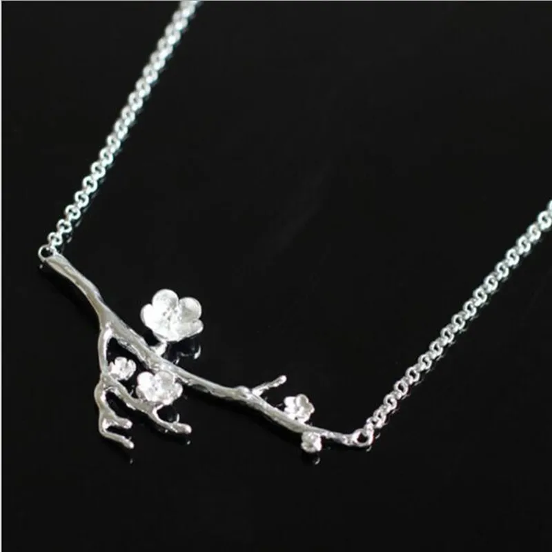 Exquisite Branches Sakura Popular 925 Sterling Silver Jewelry Creative  Hypoallergenic Personality Pendant Necklaces   XL030