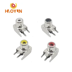 【20-5PCS】White/Yellow/Red RCA AV With The Core Socket Hole Seat 2 pin PCB Soldering Audio Video Jack Lotus Seat AV1-8.4-3B