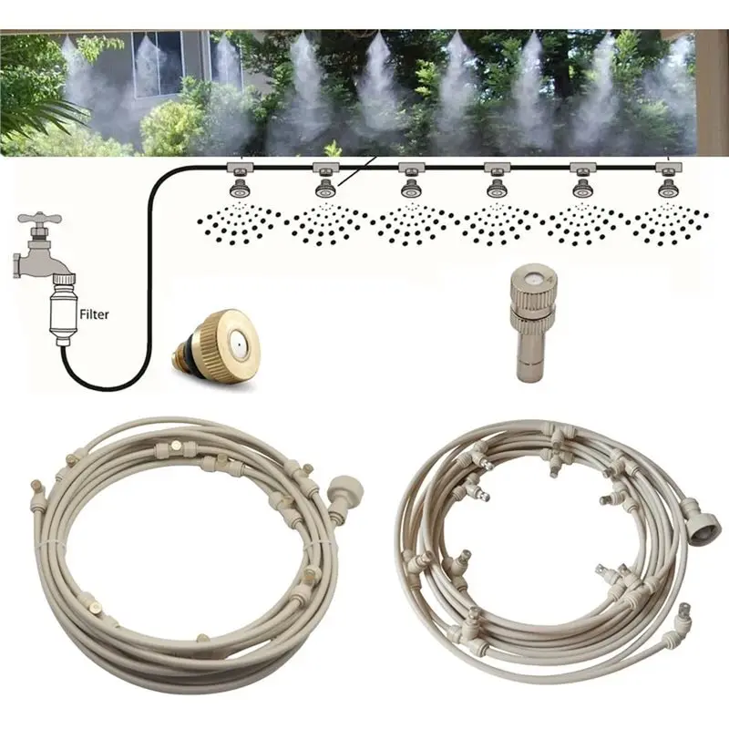 【CUSTOMER FAVORITE】Irrigation Misting System Kit 6M Garden Water Pipe Fog Hose Tube For Greenhouse Patio Waterring Mister