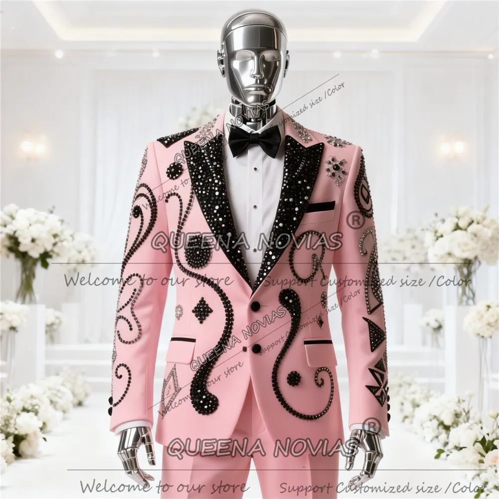 독특한 디자인의 비즈 장식 소년 웨딩 턱시도 수트, 반짝이는 스팽글 라펠 프롬 블레이저, 맞춤형 2피스 아동 블레이저