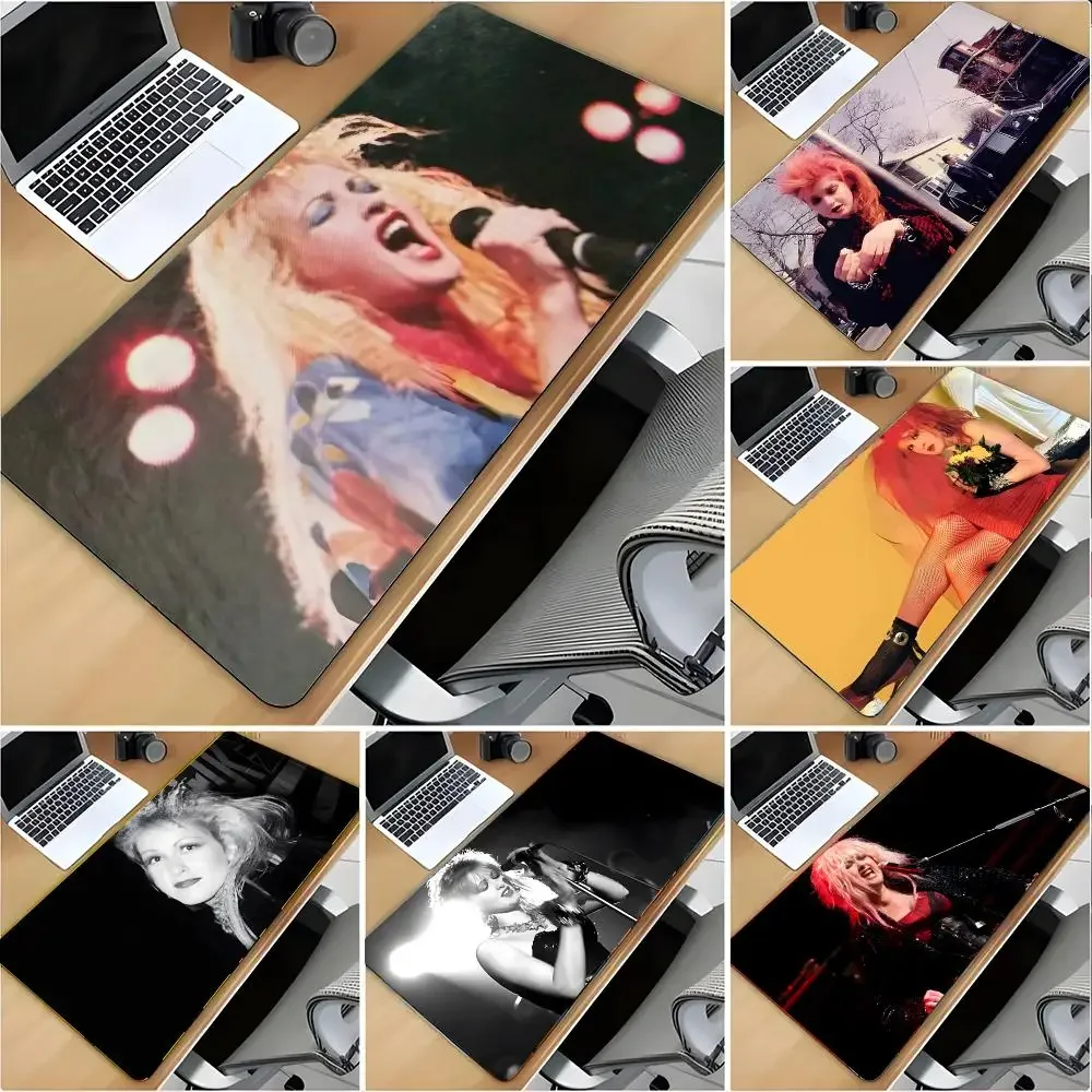 Singer Pop Cyndi Lauper Mouse Pad Large Mouse Pad Desk Mat Non‑Slip Gaming Board Game Mat with Stitched Edges