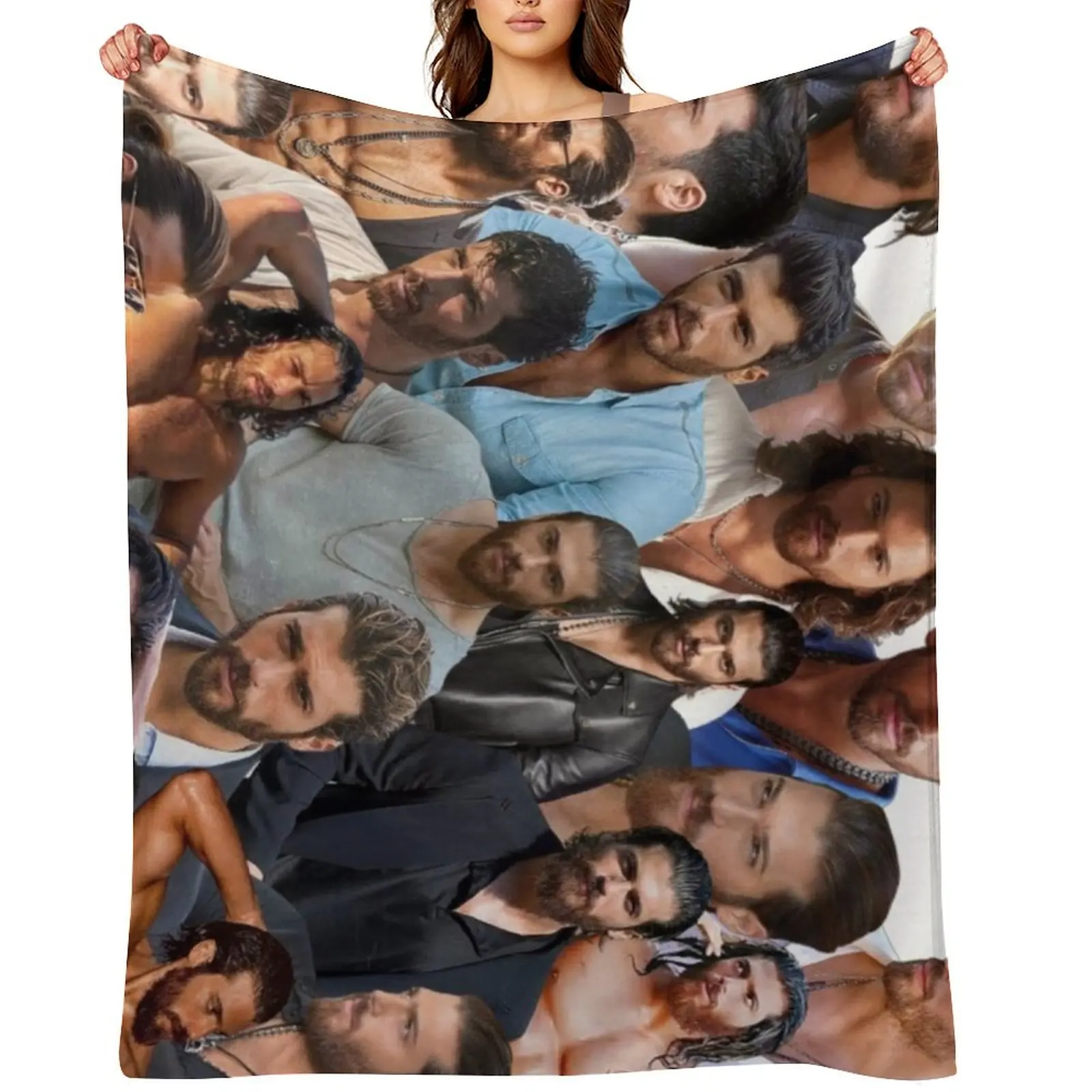 

Can Yaman photo collage Throw Blanket Hairy warm winter Hair Thin Blankets