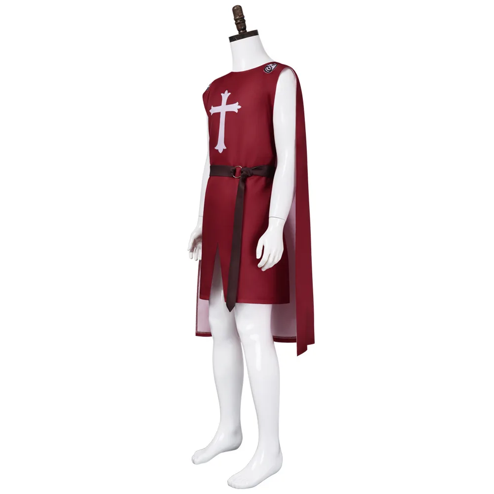 Guerreiros medievais cavaleiro templário cruzado traje adulto homem vestido sem mangas camisa superior cruz tabard sobretudo túnica roupas