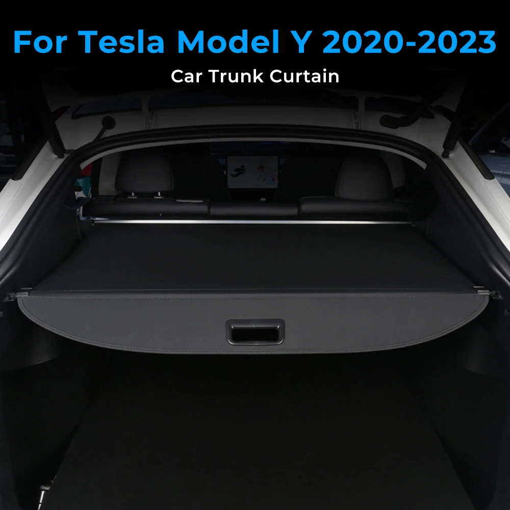 For Tesla Model Y 2020-2023 Car Trunk Cargo Cover Curtain Rear Boot Tray Security Shield Organizer Shade Partition Privacy Mats