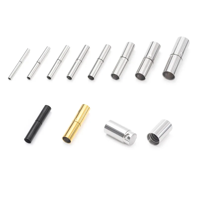 10Pcs 316L Stainless Steel Spring Clasps PushLock Buckle Connector Buckle Safety Lock Clasp Wax Rope Bracelet Diy Jewelry Making