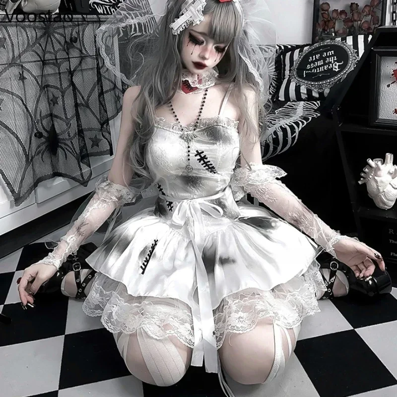 Abito gotico Lolita donna Halloween Anime costumi Cosplay fantasma sposa strega abiti da festa set uniformi gioco di ruolo spettacolo di animazione