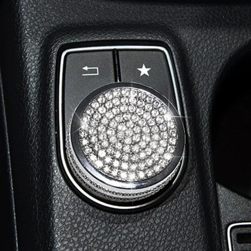 Kristallglänzende Diamant-Dekorblende für Mercedes Benz A B W212 GLK GLA CLA ML GL Mittelkonsole Multimedia-Tasten – Detail 4