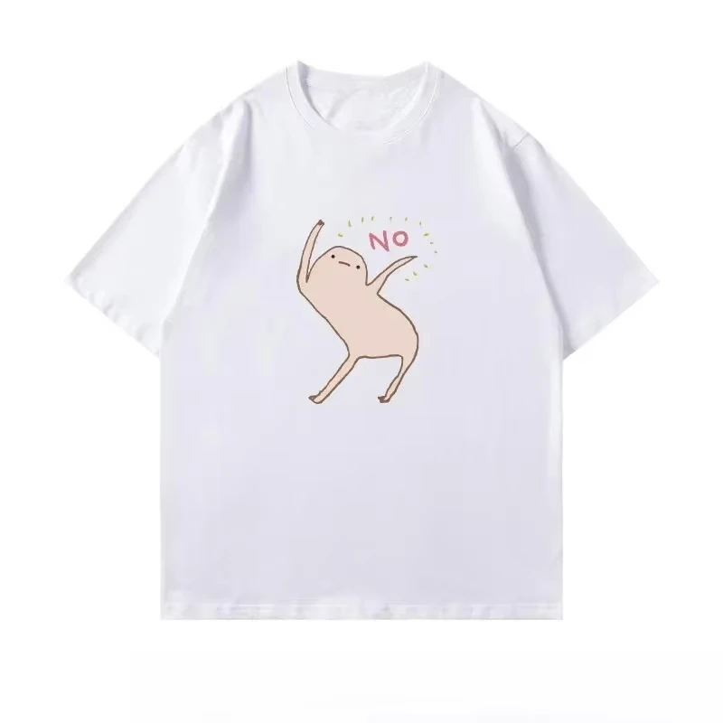 Fun No Cartoon Meme Printed Fashionable Cutecore Women's Short Sleeved Summer Personalized Casual Feminine Clothes Free Shipping