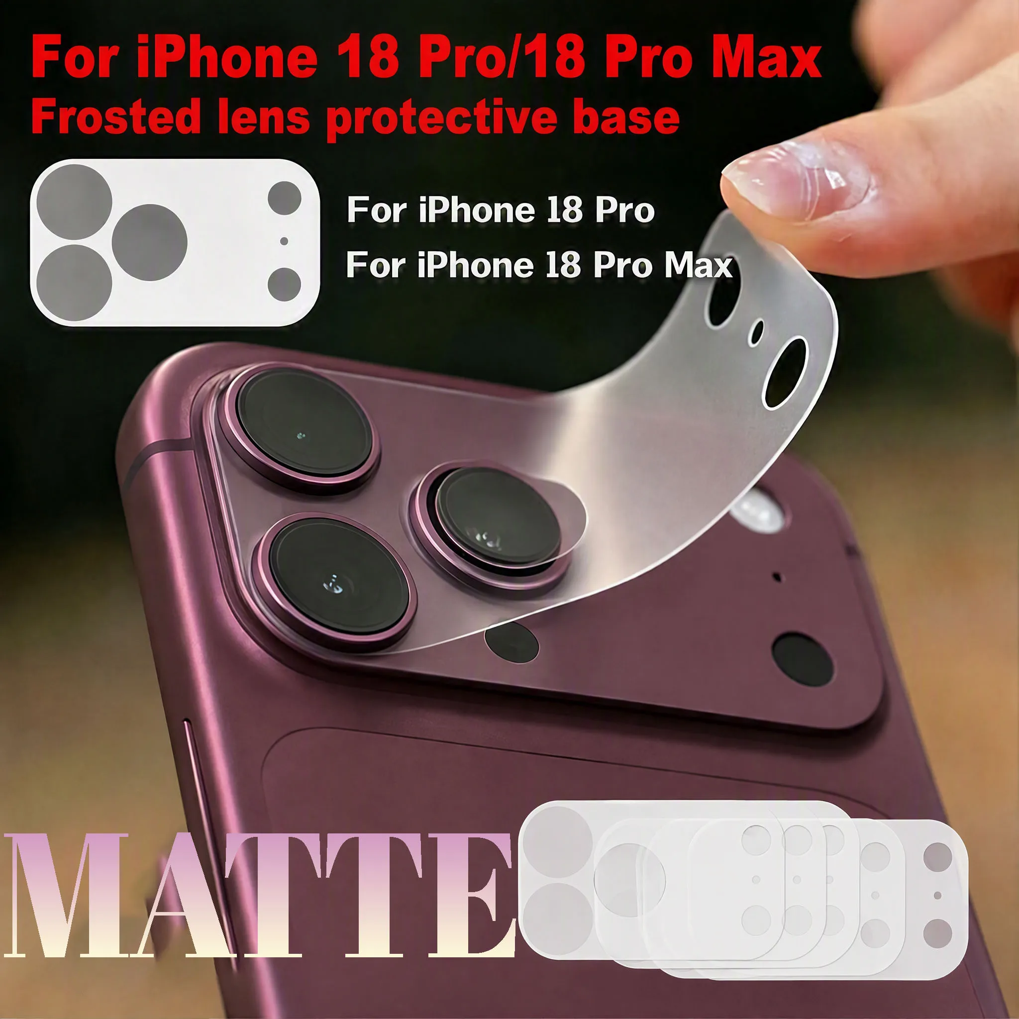 1-6 stuks matte beschermfolie voor de lens, met een basis van vezel, voor iPhone 18 Pro Max, 18 Pro DUO, 17 Air. Transparante vezelfolie voor de lens en het chassis.