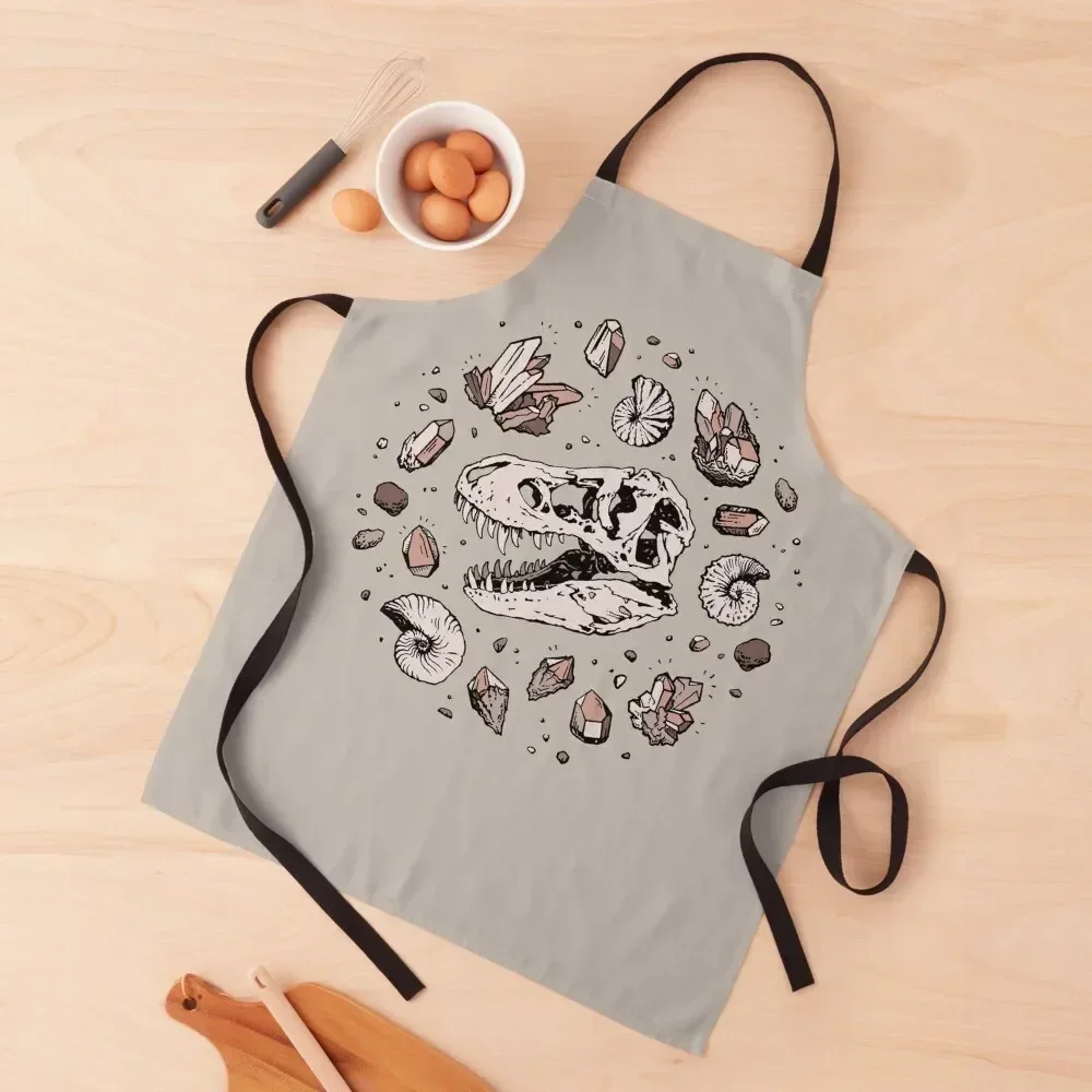 

Geo-rex Vortex | Rose Quartz | Dinosaur Skull Fossil Art Apron For Women chef costume Kitchens Men Kitchen Tools Apron