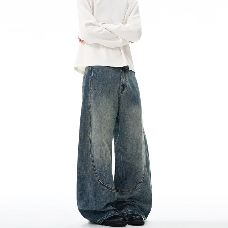 

Американские ретро джинсы Scimitar с бамбуковым узором, мужские и женские модные брендовые элитные широкие брюки