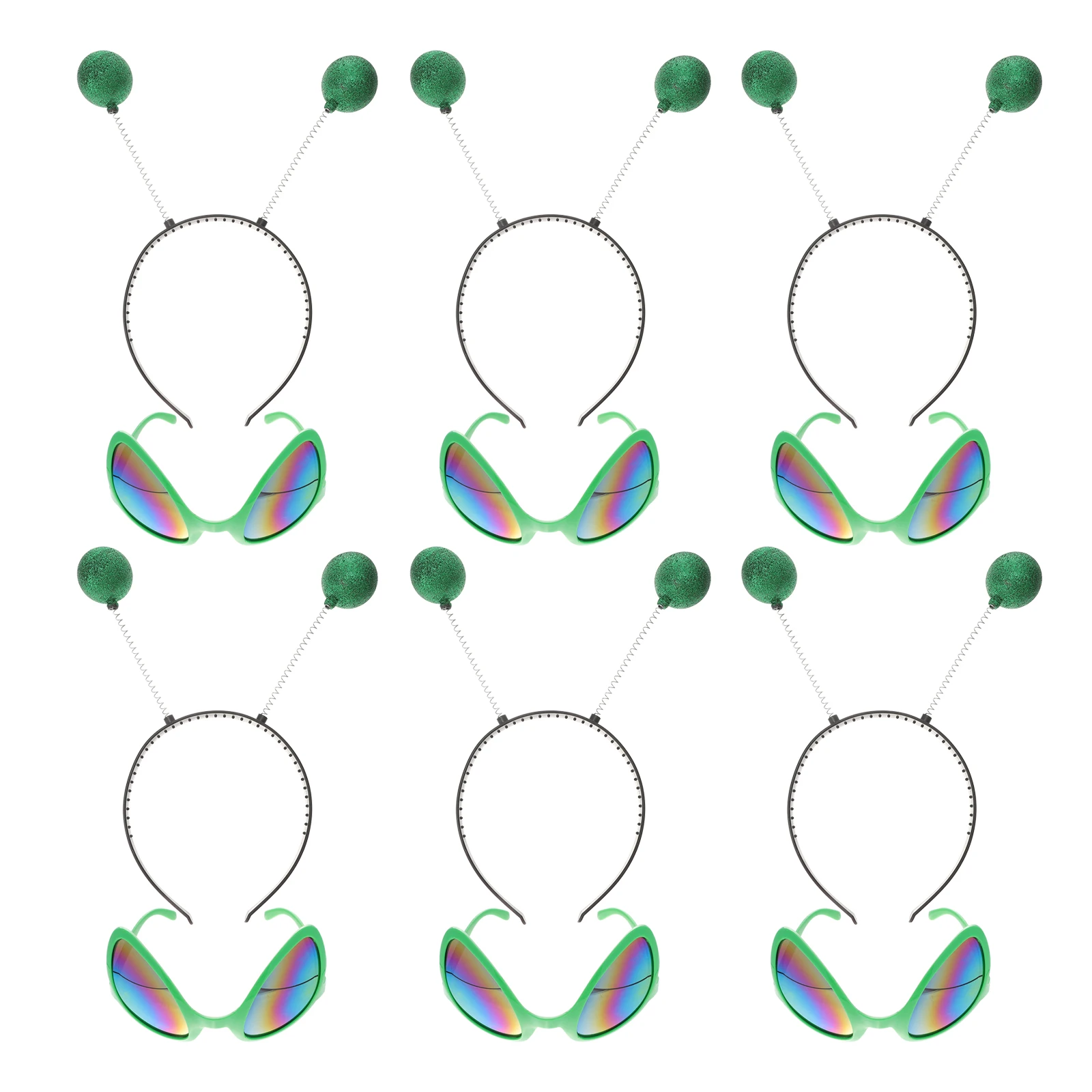 

12pcs Funny Glasses Headband Green Ball Plastic Hair Hoop Festival Party Accessories Christmas Decorative Headdress