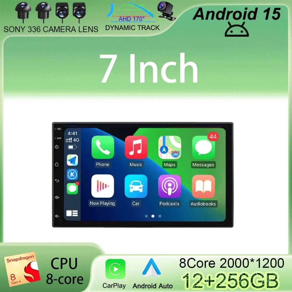 

7 Inch QLED Screen 2 Din Universal Android 15 Car DVD GPS Radio Stereo Car Radio Multimedia Player Auto CarPlay Autoradio Audio