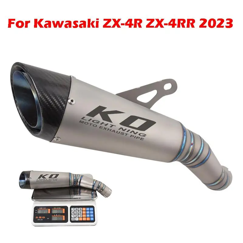 

For Kawasaki ZX-4R ZX-4RR 2023 Slip On Motorcycle Exhaust System Pipe Muffler Tail Tips Mid Connect Tube Titanium Alloy