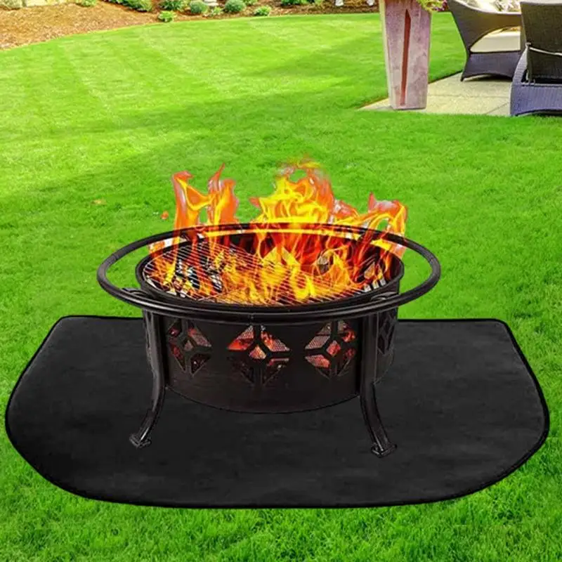 A-Level Double Sided Fireproof Hearth Pads Fireproof Hearth Rugs Fireplace Rug For Wood Stove Black Floor Protector Rug