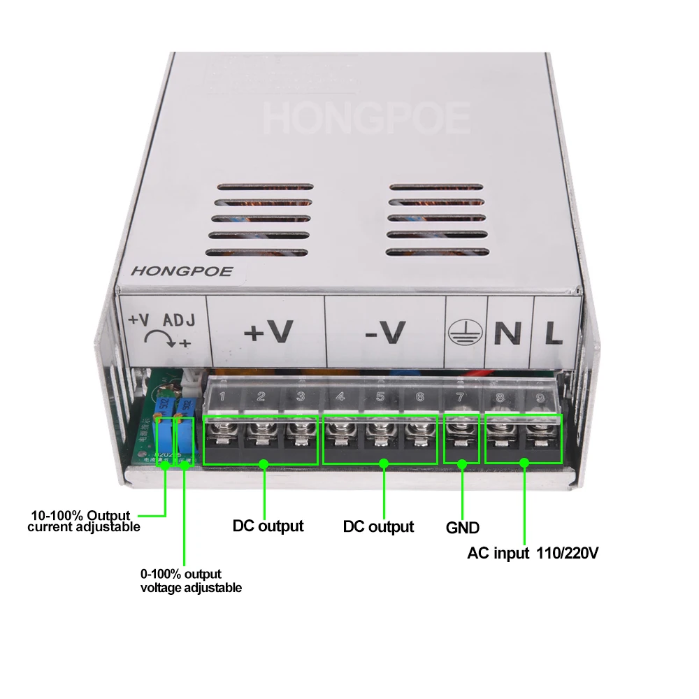 Adjustable 500W 600W 1000W 1500W Power Supply 0-12V 15V 24V 36V 48V 60V 72V 85V 90V 110V 150V 200V 110/220V Ac To Dc Smps