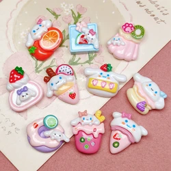 Mini Kawaii dessin animé Animal Big Ear pour enfants, gâteau de chien, crème glacée, résine, scrapbooking, bijoux à bricoler soi-même, cadeau pour enfants, épingle à cheveux, accessoires, nouveau, 10 pièces