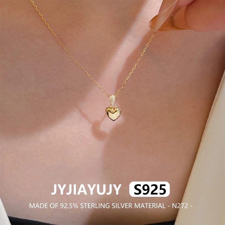 

JYJIAYUJY 100% Whole Original Sterling Silver S925 Pendant Necklace Heart-shaped Fashion For Woman Jewelry Gift Daily Wear N272